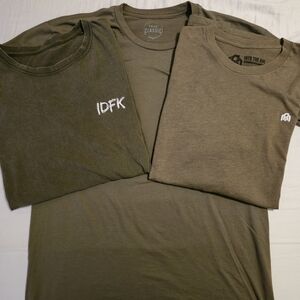 3 Green Tee Bundle | IDFK, True Classic and INTO THE AM Olive Green Men Shirts